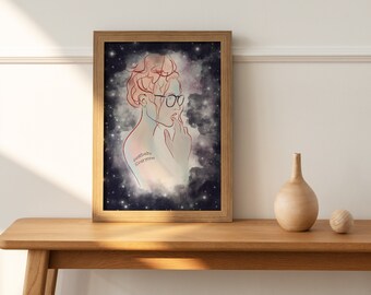 Sensual Frizzle Wall Decor, Arte Mural Femenino, Impresión Femenina De Arte, Ilustración Dibujada A Mano, Impresión Instantánea De Obras De Arte, Galaxy Digital Descargar