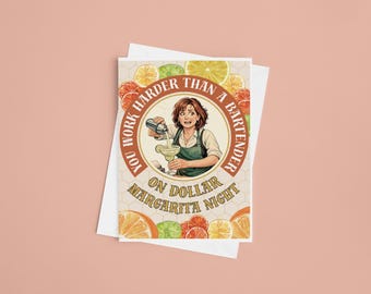 Tarjeta divertida para compañeros de trabajo / Trabajas más duro que un camarero / Tarjeta de trabajo sarcástica / Tarjeta divertida de agradecimiento al jefe / Tarjeta de humor inapropiado