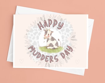 Tarjeta divertida para el Día de la Madre / Tarjeta de vaca para el Día de los Mudders / Tarjeta de animal de granja adorable / Tarjeta de mamá con juego de palabras / Tarjeta única para el Día de la Madre