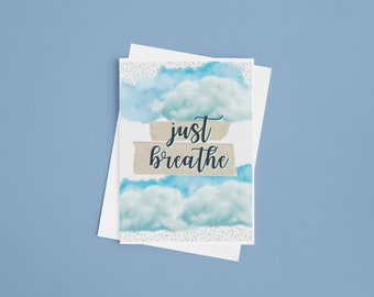 Tarjeta de ánimo divertida / Solo respira (dar un golpecito estaría mal visto) / Tarjeta de apoyo sarcástica / Tarjeta graciosa y grosera