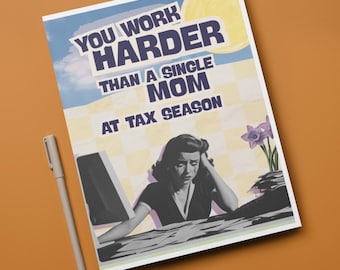 Tarjeta divertida para compañeros de trabajo / Trabajas más duro que una madre soltera / Tarjeta de trabajo sarcástica / Tarjeta de agradecimiento para un amigo / Humor divertido de oficina