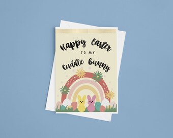 Cute Easter Love Card | My Cuddle Bunny | Funny Peep Pun Card | Romantic Easter Card | Boyfriend Girlfriend Card