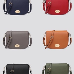 Stylish Crossbody Bag/Saddle Bag with Wide Matching Changeable Strap - Gold Hardware