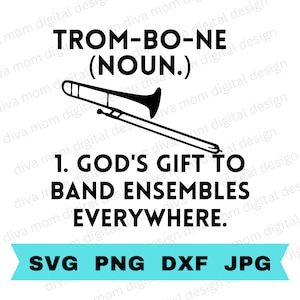 Trombone definitie humor SVG, trombone snijbestand, Trombone speler cadeau, Jazz band PNG, marching band Trombone SVGSVG,