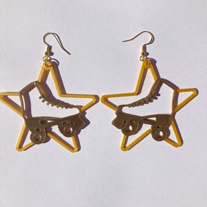 Gold & Bronze Roller Skate Star Dangle Earrings: 3D Printed Jewelry