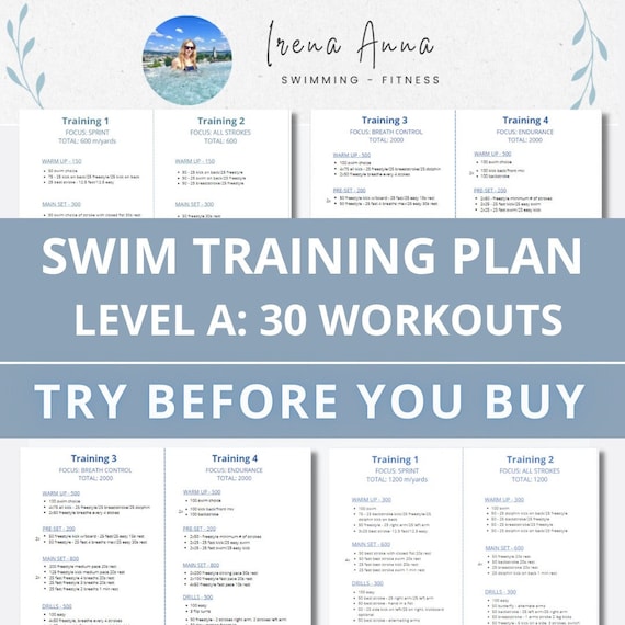 Level A 30 day Swim Workout Challenge by a Former D1 Swimmer and Swim Instructor Swimming Training Plan Etsy