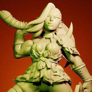 Mayarra, Orc Barbarian | 32 mm or 75 mm Resin Miniature | Twin Goddess Miniatures