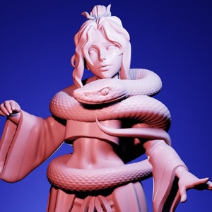 Saan, Snake Charmer | 32 mm or 75 mm Resin Miniature | Twin Goddess Miniatures