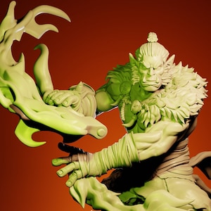 Vulok, Orc Pyromancer | 35 mm Resin Miniature | Ronin Arts Workshop