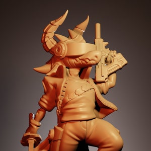Cybold, Kobold Netrunner | 32 mm or 75 mm Resin Miniature | Twin Goddess Miniatures