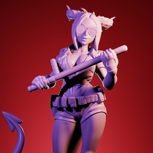 Officer Stacy, Succubus Security Guard | 32 mm Resin Miniature | Twin Goddess Miniatures
