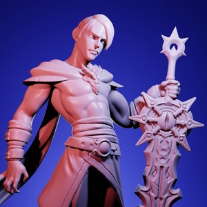 Norben, Darkblade Fighter | 32 mm Resin Miniature | Twin Goddess Miniatures