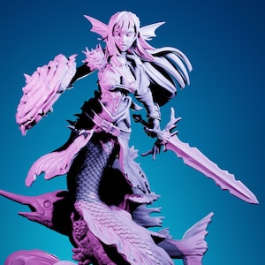 Urasyl, Mermaid Paladin | 35 mm or 54 mm Resin Miniature | Ronin Arts Workshop