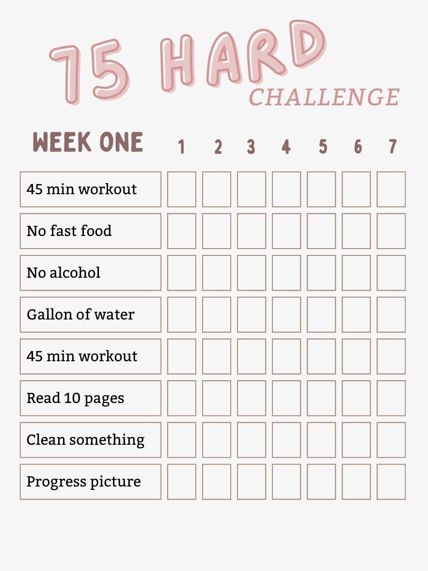 75 Hard Challenge Checklist Daily Habit Tracker Digital Etsy Australia