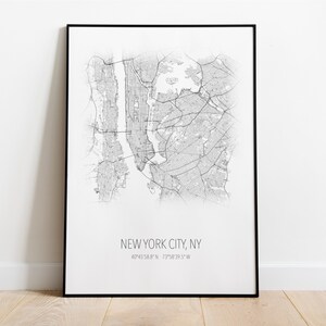 New York City, NY City Street Map Wall Art