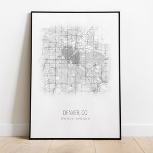 Denver, CO City Street Map Wall Art