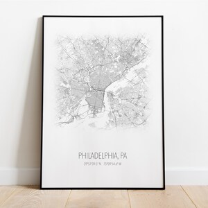Philadelphia, PA City Street Map Wall Art