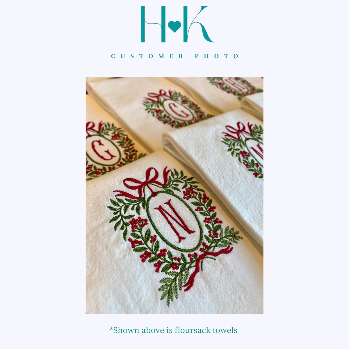 Christmas Tea Towel, Christmas Hand Towel, Christmas Embroidery, Christmas Monogram, Christmas Gift