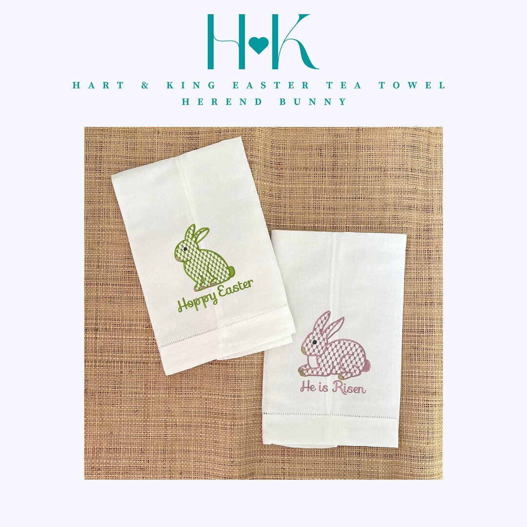 Herend Easter Bunny Tea Towel Etsy