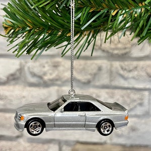 Red 1989 Mercedes-Benz 560 SEC AMG Hot Wheels Die Cast Car Hanging Ornament