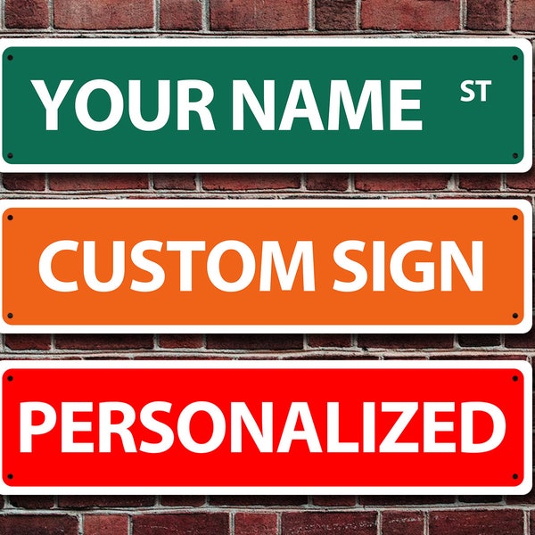 Custom Street Sign, Pre-Drilled Personalized Street Sign, Metal Street Sign, Custom Name Sign, Street Signs for Bedroom, Personalized Gift