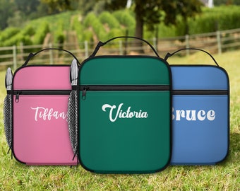 Personalized Lunch Bag, Custom Name Insulated Lunch Bag with Zipper for Girls Boys Teen Waterproof Portable Lunch Box for School/Work/Picnic