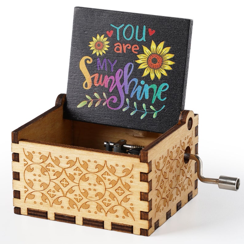 You Are My Sunshine Music Box Sunflower Personalized Wooden Etsy UK