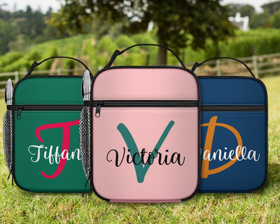 Personalized Initial Name Lunch Bag, Custom Insulated Lunch Bag With ...