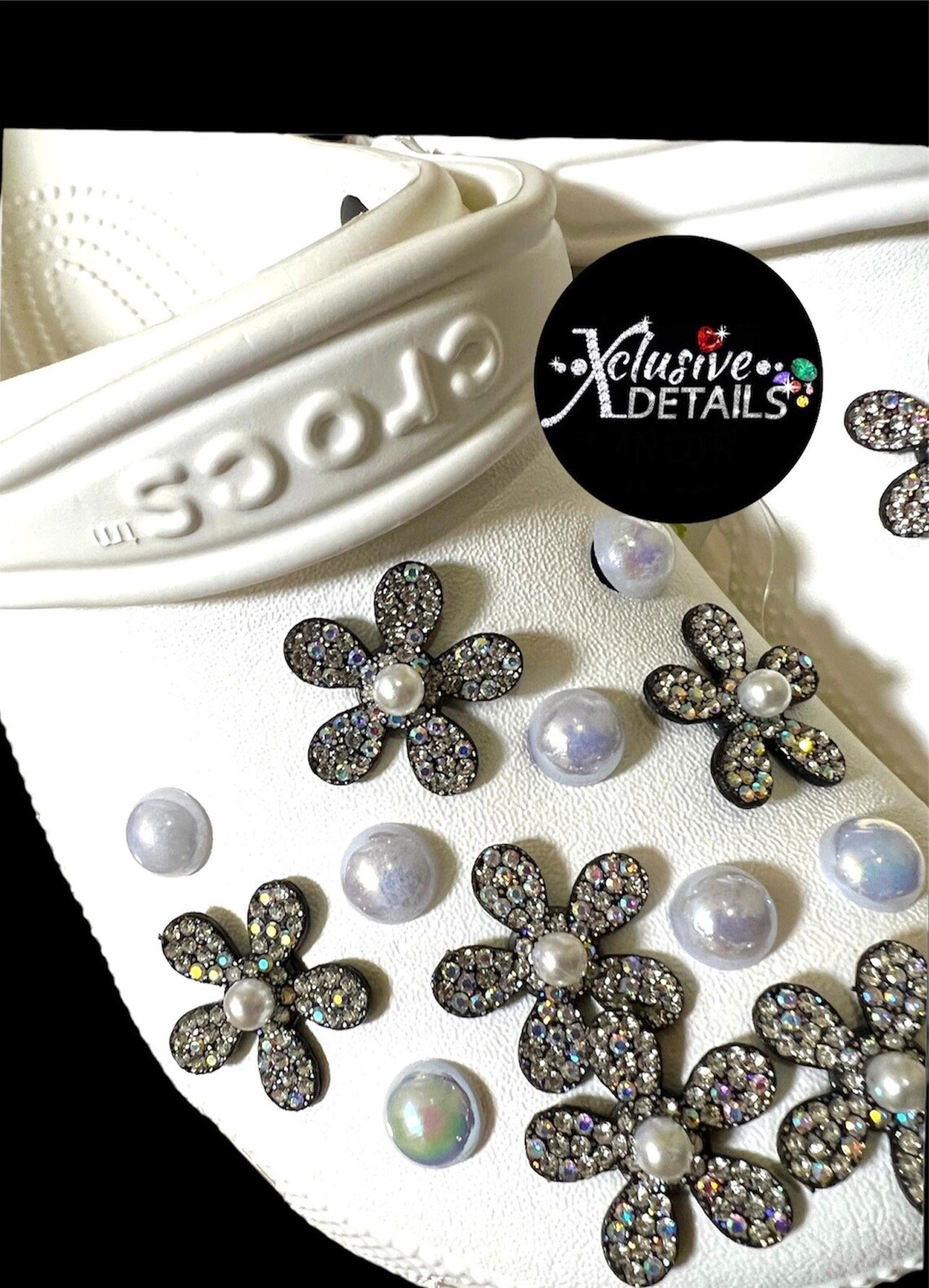 4 PC BUNDLE . Flower Jibbitz , Pearl Jibbitz, Shoe Charms, Shoe