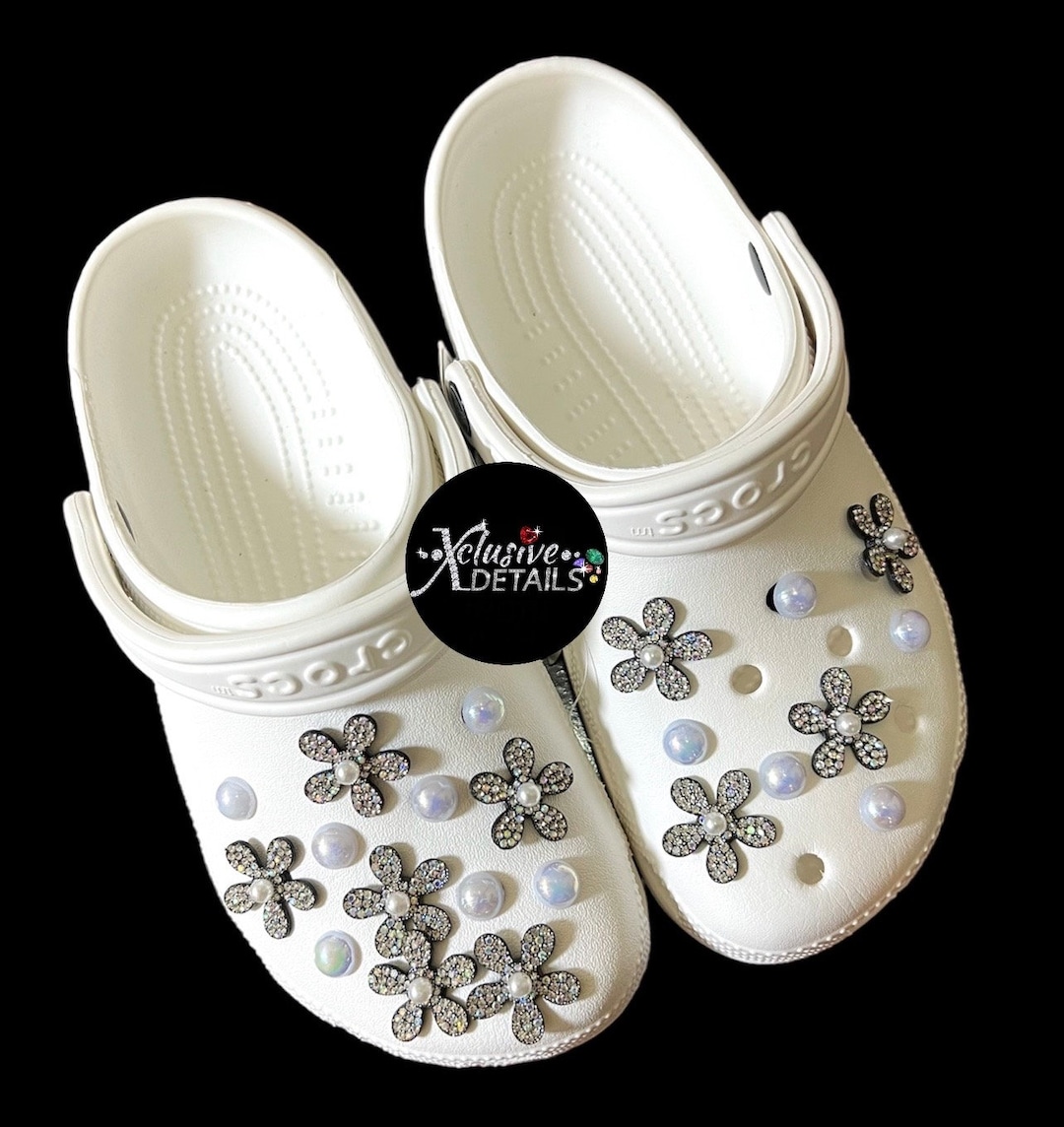 4 PC BUNDLE . Flower Jibbitz , Pearl Jibbitz, Shoe Charms, Shoe