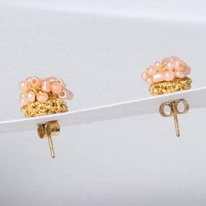 Pin crochet, crochetearrings,"rice cake", 925silver earrings, beaded jewelry, handmade, jewelry,ohrhänger gold torte, gold earrings