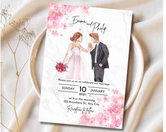 PINK - Wedding Invitation Template, Wedding Invitation, Editable Wedding Invitation with Floral Template Vol1 #invitation
