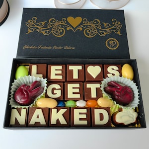 Let's Get Naked Chocolate, Valentine Gift for Her, Chocolate Gift for Husband, Anniversary Chocolate Box, Vday Gift for Wife, Fun Chocolate
