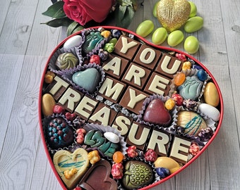 Custom Love Chocolate Box, Anniversary Chocolate Gift Box, Engagement Chocolate, Red Pink Gold Milk Valentine Chocolate,Bridal Shower Gift,