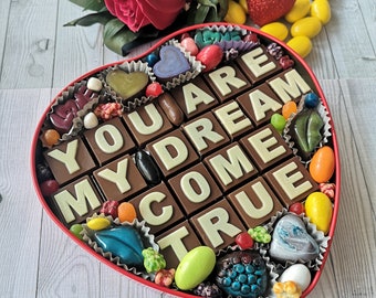 Happy Valentines Day Chocolate Box, Custom Love Chocolate Box, Engagement Chocolate, Valentines Gift Box, Wedding Chocolate, Bridal Shower