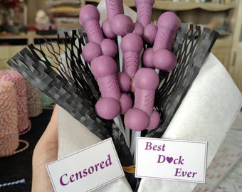 Anniversary Purple Chocolate Bouquet, Bachelorette Party Favors, Funny Boyfriend Gift for Men, Valentine Fun Chocolate, Birthday Chocolate