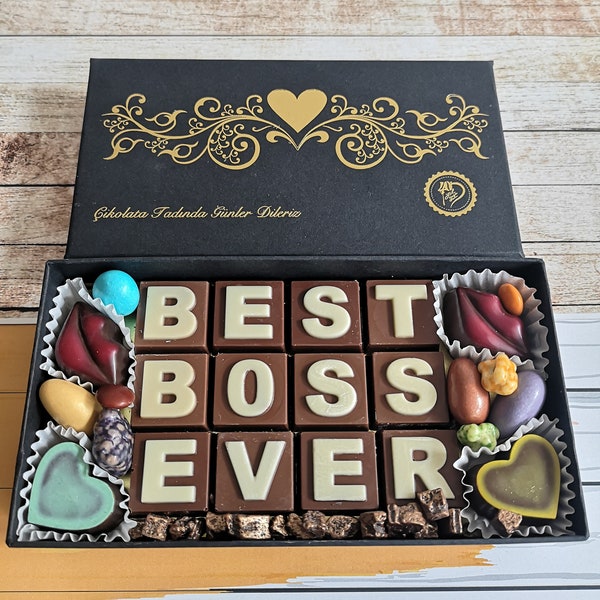 Meilleur patron de tous les temps lettres pour chocolat boîte-cadeau de remerciement cadeau d'appréciation cadeau de vacances pour patron superviseur cadeau chocolat coloré