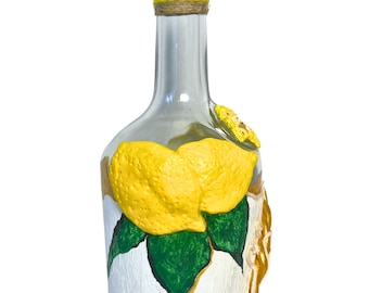 Handmade white and gold Hennessy Glass Decor vase with lemons Sustainable & Durable