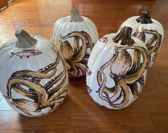 Coastal Design Tall Thin Pumpkins (3 Available) for Fall/Autumn, Interior/Exterior Display
