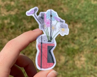 Flowers in Crushed Can Sticker