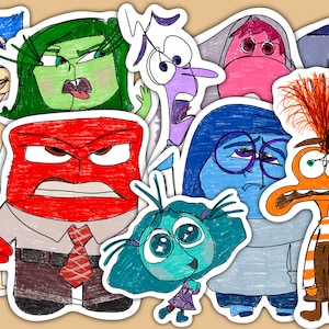 Inside Out 2 Characters Sticker Set- One Line Drawing