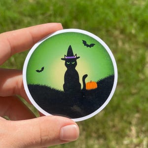 Black Witch Cat Sticker