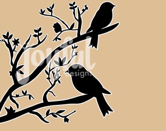 Birds on a Tree Sticker or Button