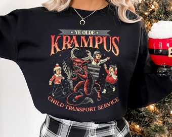 Krampus Christmas Folklore Sweatshirt Gothic Christmas Horror Shirt Funny Holiday Crewneck Krampus Sweater Creepy Christmas Gift