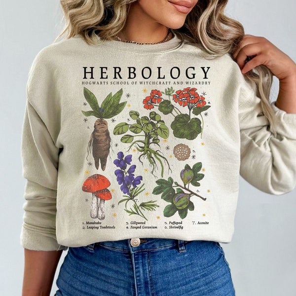 Herbology Botanical Plant Sweatshirt, Plant Lover Gift, Flower Gardening Sweatshirt, Botanical Shirt, Dark Academia Magic Wizard Sweater