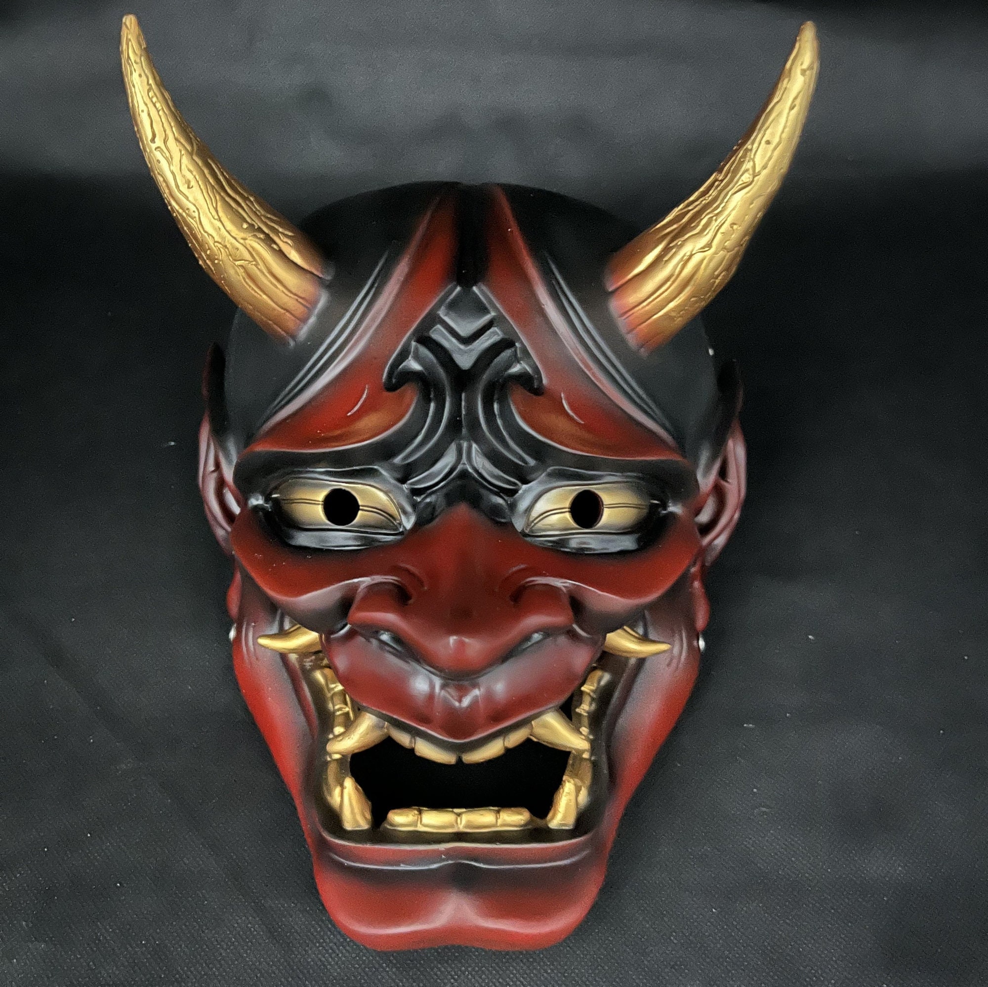 Masque Hannya rouge masques japonais Oni démon samouraï Cosplay