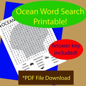 Ocean Word Search, Beach Word Search, Kids Word Search, Word Search Printable, Wordsearch For Teachers, Word Search Homeschool