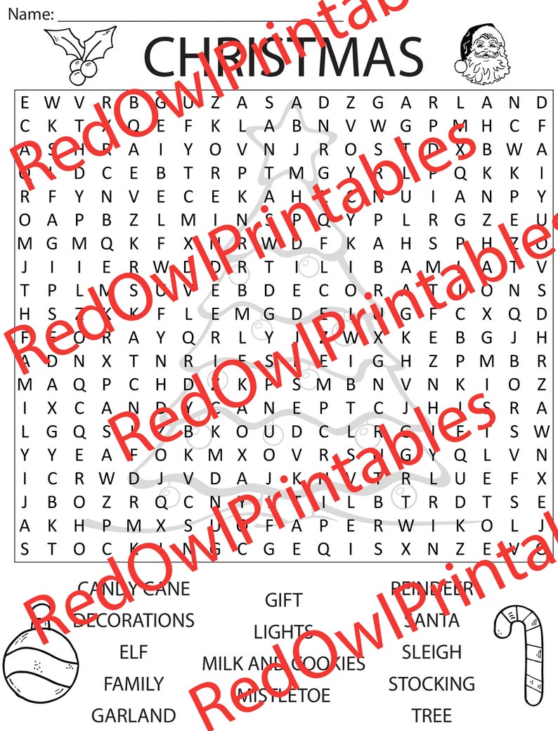 Christmas Word Search, Christmas Printable Worksheet, Kids Word Search ...