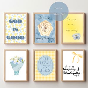 Printable Wall Art Scriptire Faith Christian Preppy Blue Coquette Digital Download Dorm Room Wall Art Sizable Downloads Bundle Art Bundles