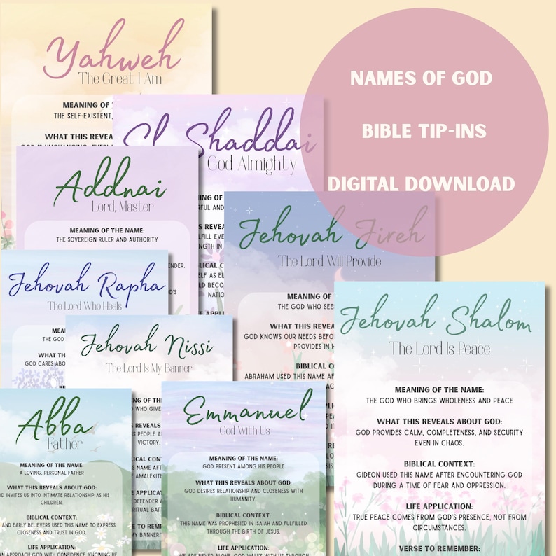 Names of God Bible Journaling Tip-ins | Scripture Study (digital ...